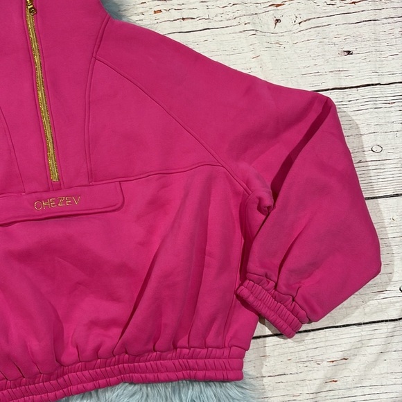 Chezev Kajiri Half-Zip Relaxed Sweatshirt Festival Fuchsia - Picture 8 of 9